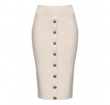 PINKO Gonna Donna Oviedo Jacquard Piquet con Logo Colore Bei
