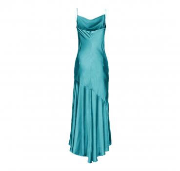 PINKO Abito Donna La Rosas Lungo Raso Verde Drappeggiato Vol
