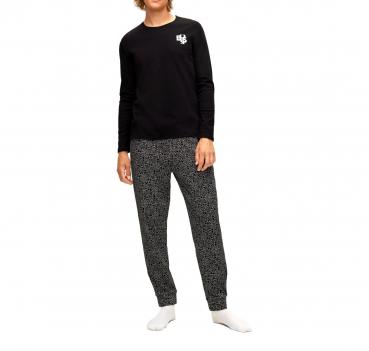 HUGO BOSS Pigiama in Cotone Intrecciato Con Loghi Mescolati 