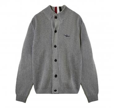 AERONAUTICA MILITARE Cardigan Uomo In Cotone a Costa Inglese