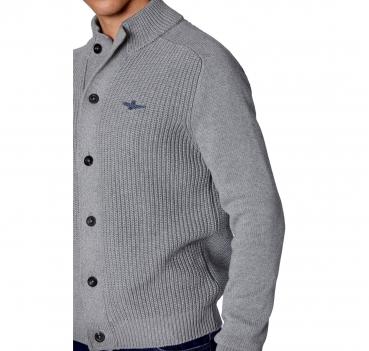 AERONAUTICA MILITARE Cardigan Uomo In Cotone a Costa Inglese