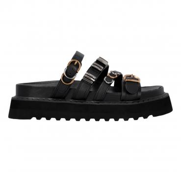 PINKO Ciabatte Donna In Pelle Con Zeppa e Cinturini SD0291P0