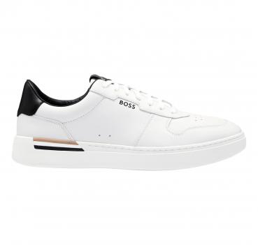 BOSS Sneakers Uomo In Pelle Con Righe Tipiche Del Marchio Cl