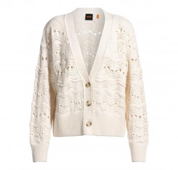 BOSS Cardigan Donna In Misto Cotone Con Lavorazione Traforat