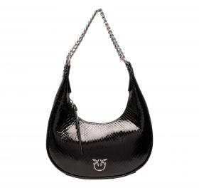 PINKO Borsa Donna Brioche Hobo Mini Pelle Laminata Colore Nero