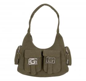 GAELLE PARIS Borsa Donna Reg Hobo Cargo In Canvas Fibbie G Nella G GAACW01190 Colore Verde Oliva