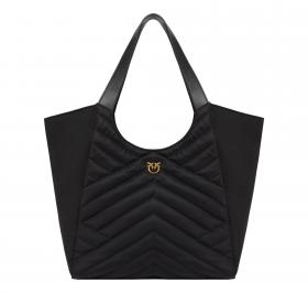PINKO Borsa Donna Tote Bag Shopper In Tessuto Riciclato Trapunta Puzzle 104536 Z99Q Colore Nero