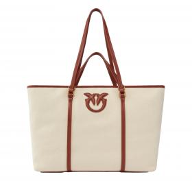 PINKO Borsa Donna Maxi Shopper In Canvas Riciclato Con Doppi Manici 104715 CL5Q Colore Beige