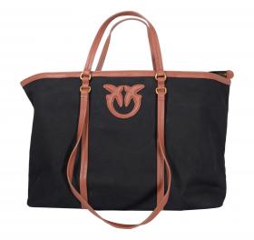 PINKO Borsa Donna Maxi Shopper In Canvas Riciclato Con Doppi Manici 104715 ZL2Q Colore Nero