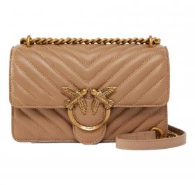 PINKO Borsa Donna Love One Mini Dc Sheep Nappa Chevron 100074 Colore Beige D01Q