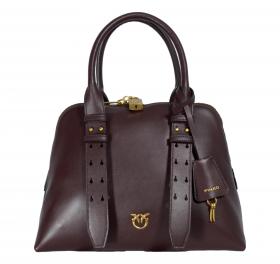 PINKO Borsa Donna Bowling Bag Medium Vitello Morbido 105906 LA7Q Colore Rosso Mogano