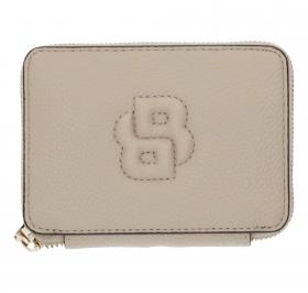 BOSS Portafoglio Donna Piccolo Con Lavorazione Martellata Zip e Monogramma BB Anett New SM Zaround 50542050 Colore Beige