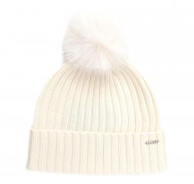 BOSS Berretto Donna In Lana Vergine Con Pompon In Eco Pelliccia Lonie Hat 50545781 Colore Bianco