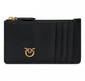 PINKO Portacarte Donna Airone Cardholder Sheep Nappa Chevron 100251 Z99Q Colore Nero