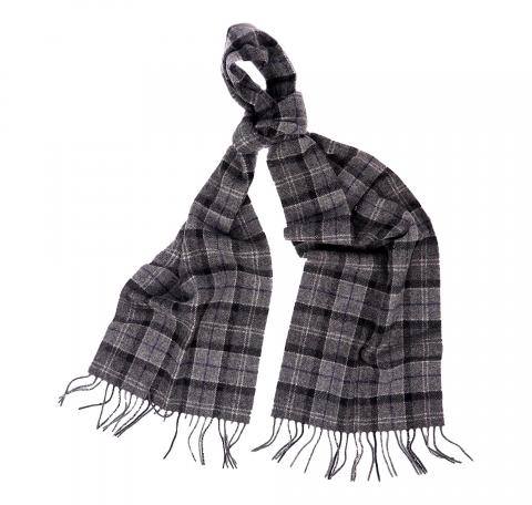 BARBOUR Sciarpa Tartan Lambswool USC0001BK11 Black Grey Tartan