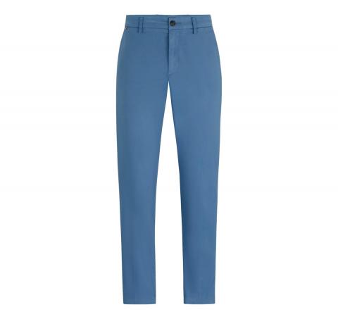 BOSS Pantalone Uomo Chino Slim Fit In Gabardine Di Cotone Elasticizzato 50505392 Colore Celeste