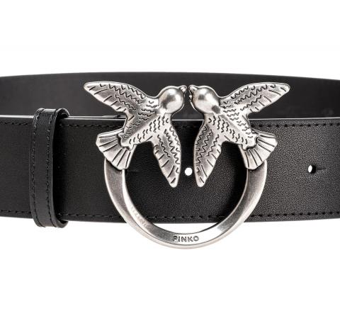 PINKO Cintura Donna Love Berry Belt H4 Fibbia Argento Colore Nero Z99O