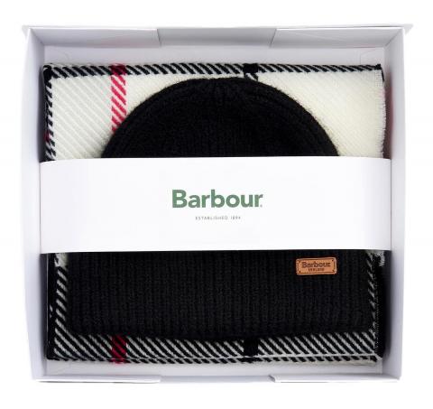 BARBOUR Set regalo Donna berretto Pendle e sciarpa Blair LGS0094GY51 Bianco Multicolor
