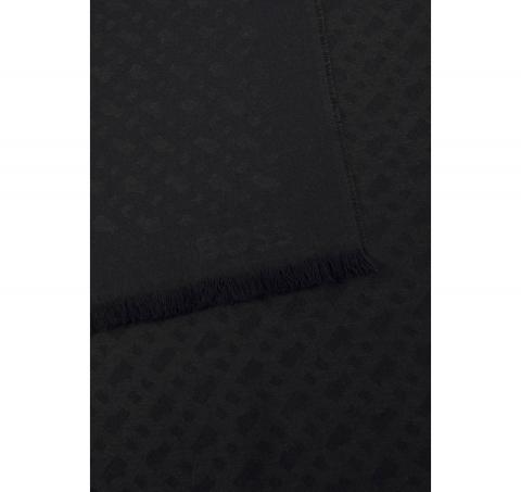 BOSS Foulards Unisex Jacquard Con Motivo Con Monogrammi E Frange Corte Ledonio 50517765 Colore Nero