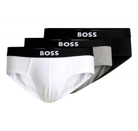 BOSS Slip Uomo in Cotone Elasticizzato con Elastico in Vita con logo in Confezione da tre BOSS ONE 50546561 Colore Bianco Grigio
