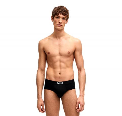 BOSS Slip Uomo in Cotone Elasticizzato con Elastico in Vita con logo in Confezione da tre BOSS ONE 50546561 Colore Bianco Grigio