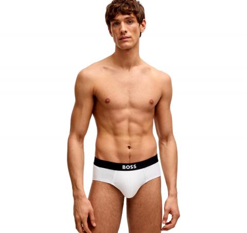 BOSS Slip Uomo in Cotone Elasticizzato con Elastico in Vita con logo in Confezione da tre BOSS ONE 50546561 Colore Bianco Grigio
