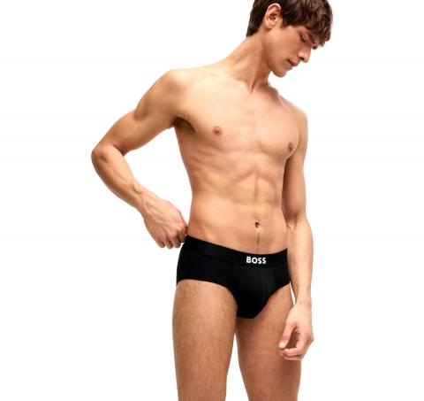 BOSS Slip Uomo in Cotone Elasticizzato con Elastico in Vita con Logo in Confezione da Tre Modello HipBr 3P BOSS ONE 50546561 Col