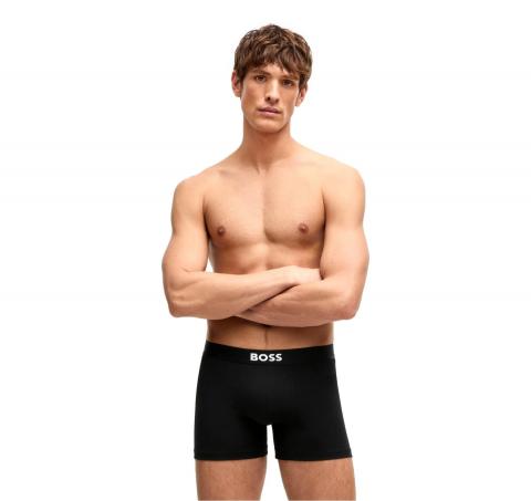 BOSS Boxer Uomo in Cotone Elasticizzato con Logo in Confezione da Tre Modello BoxerBr 3P BOSS ONE 50544272 Colore Nero