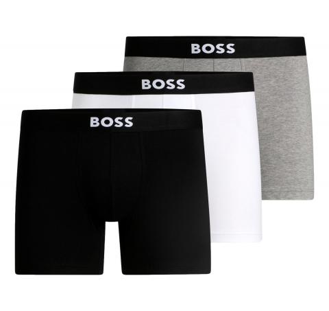 BOSS Boxer Uomo in Cotone Elasticizzato con Logo in Confezione da Tre 50544272 Colore Bianco Grigio Nero