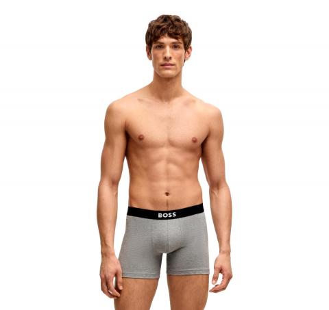 BOSS Boxer Uomo in Cotone Elasticizzato con Logo in Confezione da Tre 50544272 Colore Bianco Grigio Nero