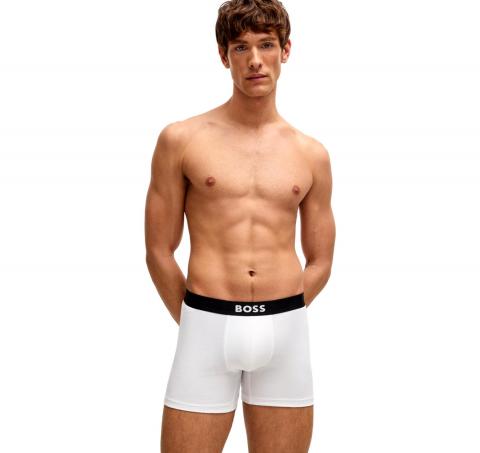 BOSS Boxer Uomo in Cotone Elasticizzato con Logo in Confezione da Tre 50544272 Colore Bianco Grigio Nero