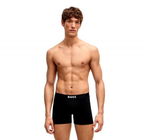 BOSS Boxer Uomo in Cotone Elasticizzato con Logo in Confezione da Tre 50544272 Colore Bianco Grigio Nero