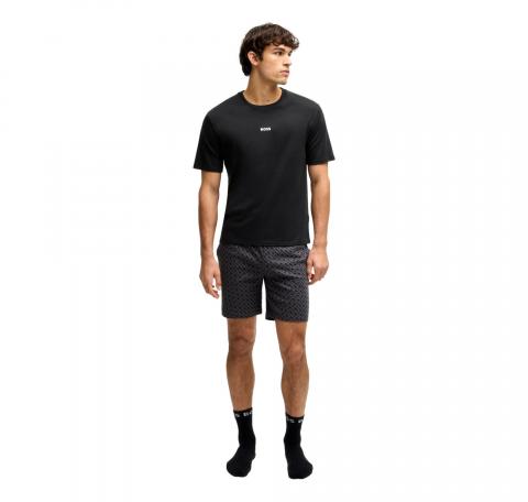 BOSS Pigiama Uomo In Cotone Con Logo e Monogrammi In Confezione Regalo Relax Short Set 50540613 Colore Nero