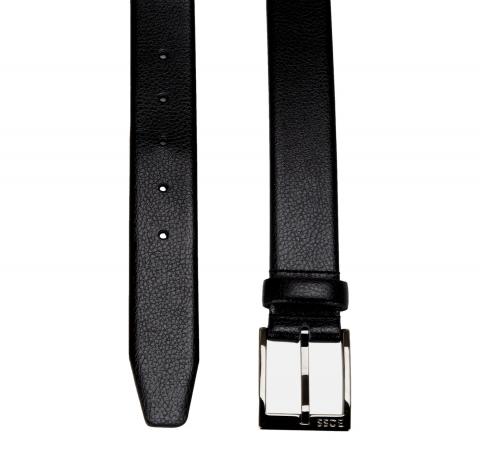 HUGO BOSS Cintura in Pelle Martellata Fibbia Canna di Fucile Elloy_Sz35 50541158 Nero