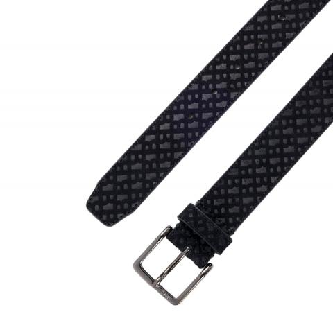BOSS Cintura in Pelle Scamosciata con Motivo con Monogrammi a Motivi Dettagli Modello Ronnie-Bmono-Sd 50542202 Colore Nero