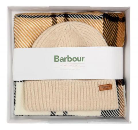 Barbour Set Regalo Berretto Pendle e Sciarpa Blair LGS0094BR52 Colori Hessian Navy