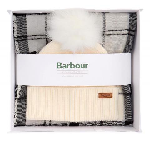 Barbour Set regalo Berretto Dover e Sciarpa Hailes One Size LGS0054GY31 Colori Monochrome Tartan