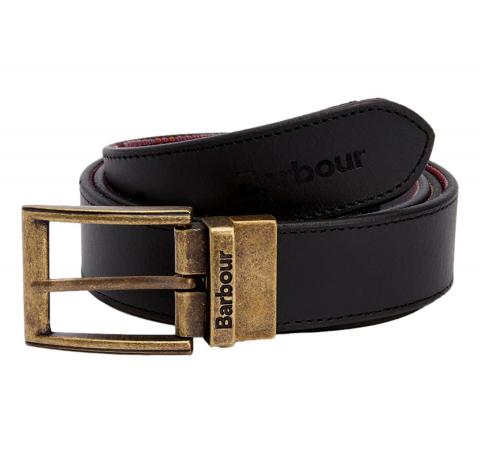 BARBOUR Cintura Rversibile in Pelle e Tessuto MAC0364BK11 Colori Black Modern Tartan
