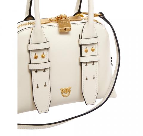 PINKO Borsa Donna Bowling Bag Zip Mini Vitello Morbido 105333 Colore Bianco Z14V