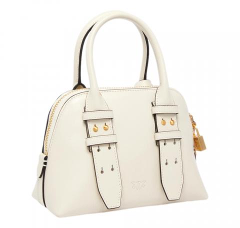 PINKO Borsa Donna Bowling Bag Zip Mini Vitello Morbido 105333 Colore Bianco Z14V