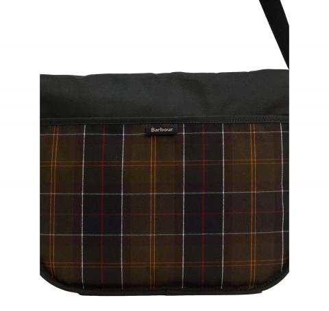 BARBOUR Borsa A Tracolla Riever Field In tessuto Cerato UBA0749SG91 Colore Verde Scuro