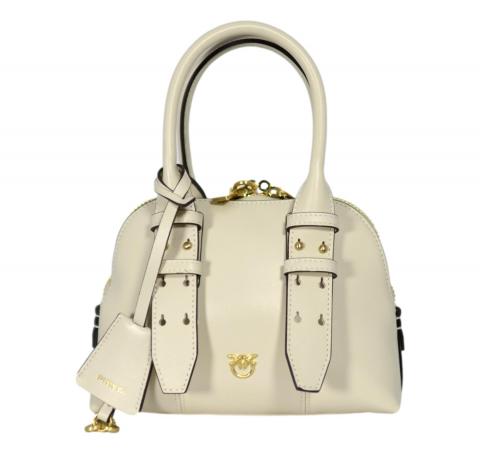 PINKO Borsa Donna Bowling Bag Zip Mini Vitello Morbido 105333 Colore Bianco Z14V