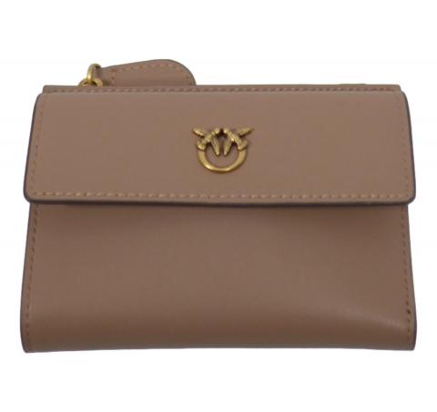 PINKO Portafoglio Donna Compact Wallet Vitello Seta 103612 D01Q Colore Beige Scuro