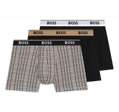 BOSS Boxer Uomo In Cotone Elasticizzato Con Elastico In Vita Con Logo In Confezione Da Tre 50531685 Colore Nero A Motivi