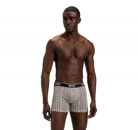 BOSS Boxer Uomo In Cotone Elasticizzato Con Elastico In Vita Con Logo In Confezione Da Tre 50531685 Colore Nero A Motivi