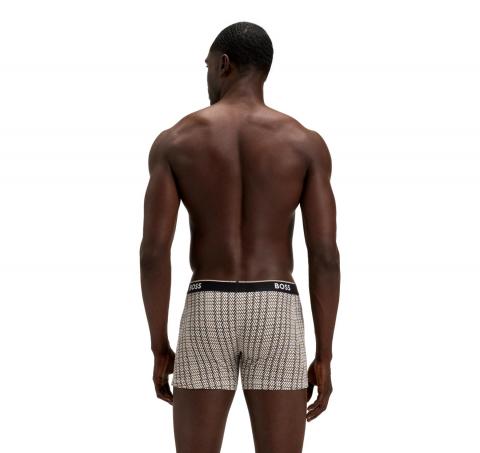 BOSS Boxer Uomo In Cotone Elasticizzato Con Elastico In Vita Con Logo In Confezione Da Tre 50531685 Colore Nero A Motivi