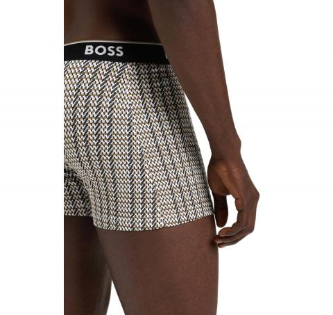BOSS Boxer Uomo In Cotone Elasticizzato Con Elastico In Vita Con Logo In Confezione Da Tre 50531685 Colore Nero A Motivi