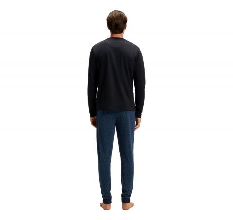 BOSS Pigiama In Cotone Con Logo E Monogrammi Relax Long Set 50550494 Colore Blu Scuro