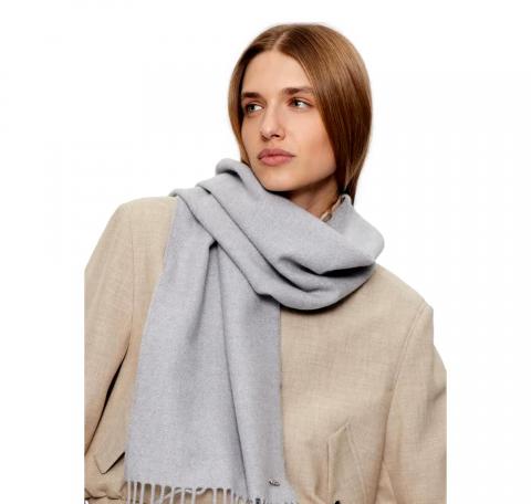 BOSS Sciarpa Donna In Lana Con Rivetto Con Logo Zesy 50517216 Colore Grigio