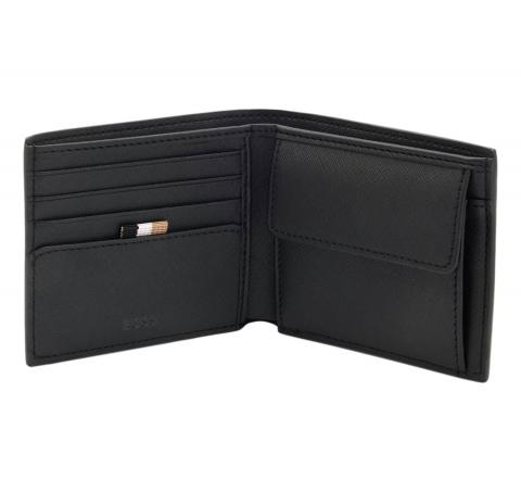 BOSS Portafoglio Uomo in Pelle Rigenerata in Logo Argento 50536710 Nero